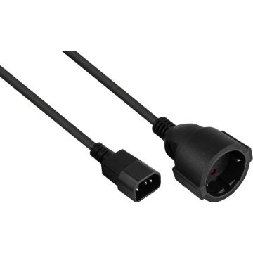 kabelmeister stroomkabel C14 Schutzkontakt-verloop stekker zwart. 0,5m