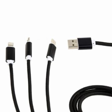 gembird USB 3-in-1-oplaadkabel, zwart, 1 m