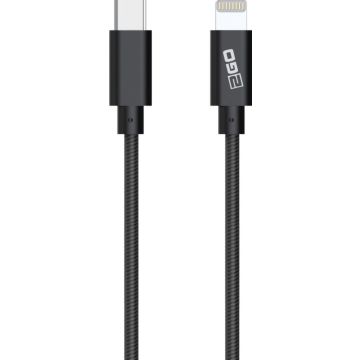 2GO USB oplaadkabel-MFI zert antraciet-100cm Apple USB Type C