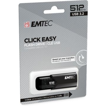 EMTEC USB-Stick 512GB B110 USB 3.2 Click Easy zwart