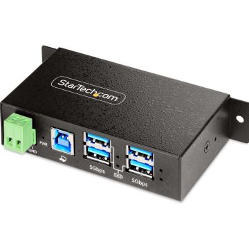 StarTech.com 4-Port Managed USB Hub with 4x USB-A, Heavy Duty with Metal Industrial Housing, ESD & Surge Protection, WallDeskDin-Rail Mountable, USB 3.03.13.2 Gen 1 5Gbps - Hub