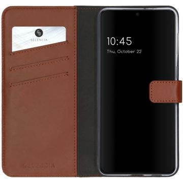 Selencia Echt Lederen Bookcase Samsung Galaxy S21 Plus - Lichtbruin