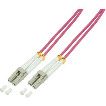 LogiLink Glasfaser Patchkabel OM4 50/125Ã LC-LC 50m roze