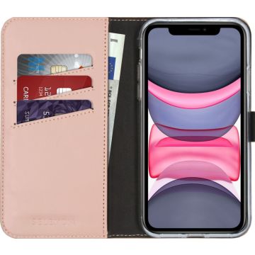Selencia Echt Lederen Bookcase iPhone 11 - Roze