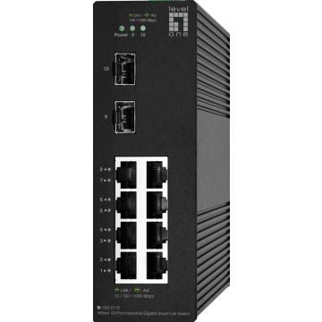 LevelOne Switch 10x GE IGS-2110 2xSFP, 8xRJ45 Ports zwart