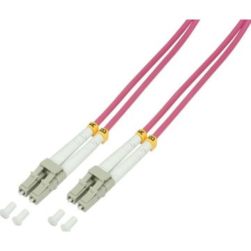 Glasfaser Patchkabel OM4 50/125Ã LC-LC 5,0m roze
