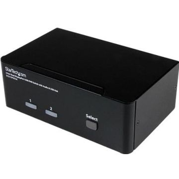 StarTech.com 2-poort Dubbele DisplayPort USB KVM-switch met Audio en USB 2.0-hub - KVM / audioschakelaar