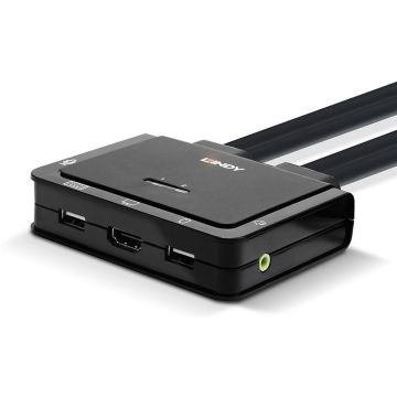 Lindy 2 Port HDMI 2.0, USB 2.0 & Audio Cable KVM Switch - KVM  audioschakelaar