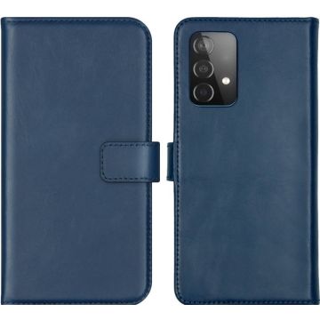 Selencia Echt Lederen Bookcase Samsung Galaxy A52(s) (5G/4G) - Blauw
