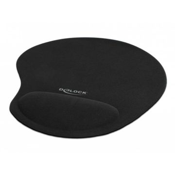 Delock Ergonomisches muismat met Gel Polssteun zwart.