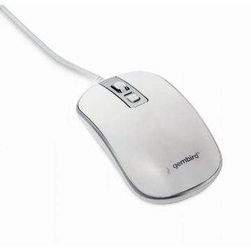 GEMBIRD Maus OPT WIRED 4 Tasten USB weiß/silber