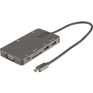 StarTech.com USB C Multiport Adapter, HDMI 4K 30Hz of VGA Travel Dock, 5Gbps USB 3.0 Hub (USB AC Ports), 100W Power Delivery, SDMicro SD Card Reader, GbE, 30cm Kabel, USB C Mini Dock (DKT30CHVSDPD) - Dockingstation