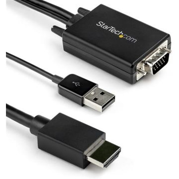 StarTech.com 2m VGA to HDMI Converter Cable with USB Audio Support & Power, Analog to Digital Video Adapter Cable to connect a VGA PC to HDMI Display, 1080p Male to Male Monitor Cable - Supports Wide Displays (VGA2HDMM2M)