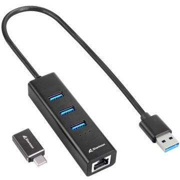 Sharkoon - USBB 3.2 Gen 1 Hub (met Ethernet)