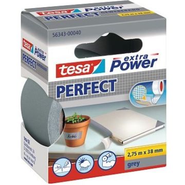 tesa extra Power Perfect Gewebeband 2,75m 38mm grijs