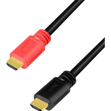 LogiLink HDMI-Kabel A/M zu A/M, 4K/60 Hz, AMP, schwarz/rot