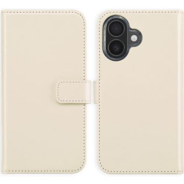 Selencia Echt Lederen Bookcase iPhone 16 - Greige