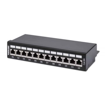 INTELLINET 12-Port Cat6a Patchpanel FTP Desktop schwarz