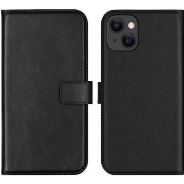Selencia Echt Lederen Bookcase iPhone 13 - Zwart