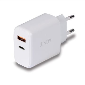 LINDY USB Type A & C Charger 30W, weiß