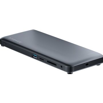 USB-C Triple Display 100W PD 4K MST Dock includes power cable. For UK,EU.