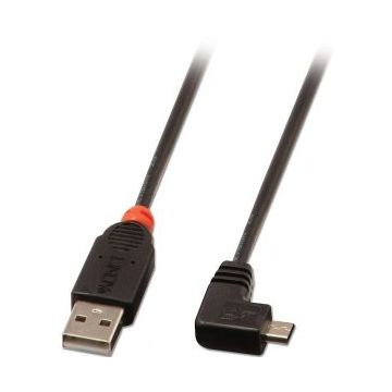 LINDY 2m USB Micro-B Cable. 90 Degree Right Angle