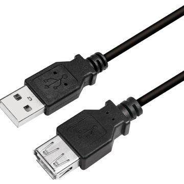 Adap Logilink USB 2.0 cable USB-A/M, 2m black, USB-A/F