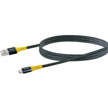 zwartaiger oplaadkabel USB 2.0 A > USB Micro 1,2m zwart/geel