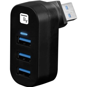 Techly 180° Drehbarer Hub 3*USB 3.0 met Kabel