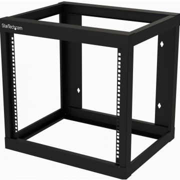 StarTech.com 9U 19" Wall Mount Network Rack 17" Deep 2 Post Open Frame for Server RoomDataAVITCommunicationComputer EquipmentPatch Panel w Cage NutsScrews HookLoop 175lb Capacity - Wallmount Server Rack (RK919WALLO)