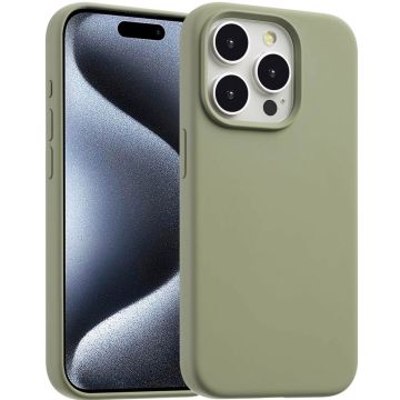 Accezz Liquid Silicone Backcover met MagSafe iPhone 15 Pro - Cooper Green