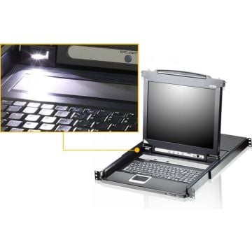 Aten 16-Port Cat 5 Dual Rail 17i LCD KVM over IP Switch (1 Local and 1 Rem Access) with USB Periph Sup Broadc Mode Panel Array Mode Virt Med-French Keyboard AZERTY FR