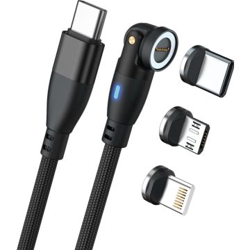 RealPower Magnetic cable 100 Watt,1m,black met adapters