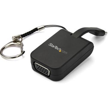 StarTech.com Compact USB C to VGA Adapter, 1080p 60Hz USB Type-C to VGA Video Display Converter with Keychain Ring, Active USB-C DP Alt Mode to VGA Monitor Dongle, Thunderbolt 3 Compatible - USB-C Keychain Adapter (CDP2VGAFC)