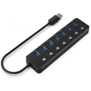 gembird 7-Port USB 3.1 (Gen 1) Hub met Schaltern, zwart