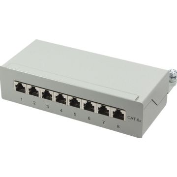 LogiLink Patchpanel Cat.6A Tisch/Wand 8-port, grijs
