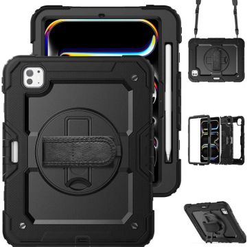 Accezz Rugged Backcover Shoulder Strap iPad Pro 11 (2024) M4 - Zwart