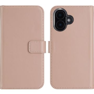 Selencia Echt Lederen Bookcase iPhone 16 Plus - Dusty Pink
