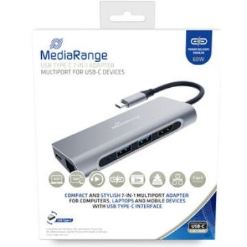 MediaRange DockingStation USB-C -> HDMI,USB3.2,RJ45,PD 60W