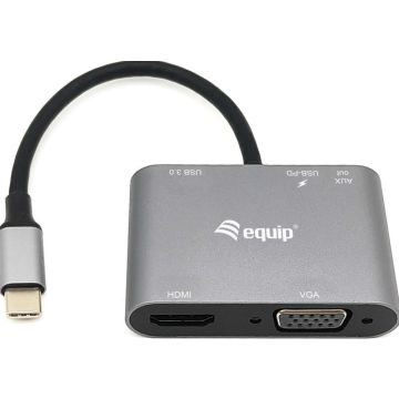 Equip Adapter 5in1 USB-C->HDMI,VGA/USB3.0,PD,AUX,4K60Hz 0.15