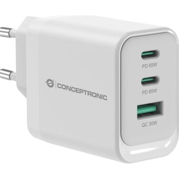 CONCEPTRONIC Lader 3Port 65W,2xUSB-C,1xUSB-A weiß