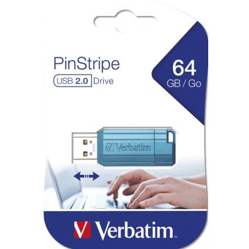 Verbatim PinStripe 64 GB Blauw - USB-flashstation