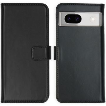 Selencia Echt Lederen Bookcase Google Pixel 8a - Zwart