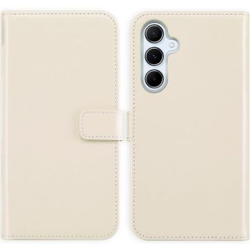 Selencia Echt Lederen Bookcase Samsung Galaxy A55 - Greige