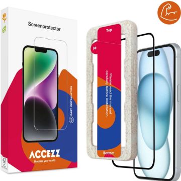 Accezz Triple Strong Full Cover Glas Screenprotector met applicator iPhone 15 Plus - Transparant