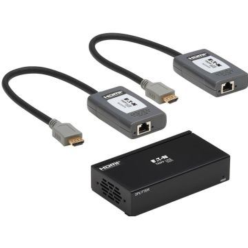 Eaton Tripp Lite Series HDMI over Cat6 Extender Kit, Splitter2x Pigtail Receivers 2-Port- 4K 60 Hz, HDR, 4:4:4, PoC, 230 ft. (70.1 m), TAA - Videoaudio-uitbreider