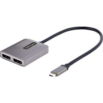 StarTech.com 2-Port USB-C MST Hub, USB Type-C to 2x DisplayPort Multi-Monitor Adapter for Laptop, Dual-DP up to 4K 60Hz w DP 1.4 Alt Mode & DSC, HDR, 1ft (30cm) Cable, USB Bus-Powered - Multi-Stream Transport Hub (MST14CD122DP)