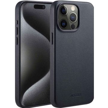 Accezz MagSafe Leather Backcover iPhone 15 Pro Max - Onyx Black