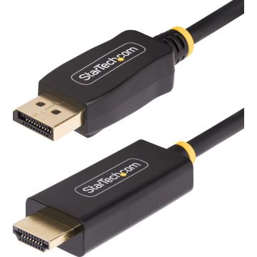 StarTech.com 6.6ft (2m) DisplayPort to HDMI Adapter Cable, 4K 60Hz with HDR, DP to HDMI 2.0b, Active Video Converter, DisplayPort Desktop to HDMI Monitor, MM - DisplayPort to HDMI Cord (6F-DP-HDMI-4K60-HDR)