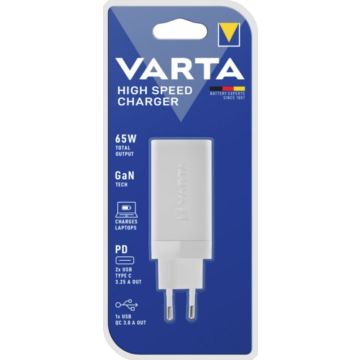 Varta Ladegerät High Speed Charger 65W 2x USB-C 1x USB-A